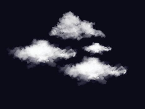 Realistic 3D white fluffy cloud illustration isolated object on transparent background for weather design sky symbol icon graphics vector