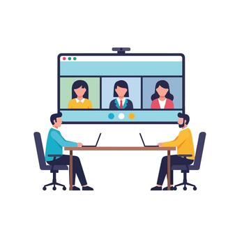 Online Business Meeting with Remote Team Collaboration via Call vector