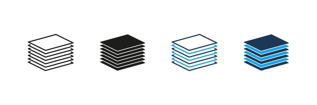 Stacked Documents Line And Solid Icon Set. Document Management, Organization, And Filing System Symbol Collection. Office And Administrative Tasks Representation. Isolated Illustration vector