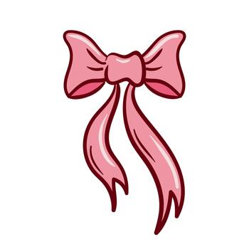 A playful illustration of a pink doodle bow, featuring curvy loops, soft shading, and whimsical linework for a cheerful, lightweight design. vector