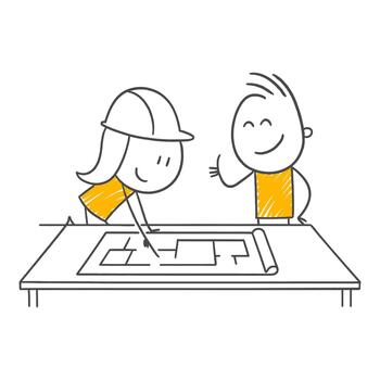 The Team Creating a Positive Atmosphere While Working on Plans for a New Project. vector