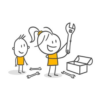 dos empleados trabajando en un técnico tarea mostrando equipo espíritu y atención en soluciones vector