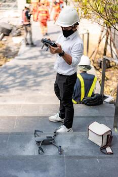 Aerial Precision defines balance between human skill technological accuracy in modern field operations, Innovation and control through the lens of drone technology.a photo