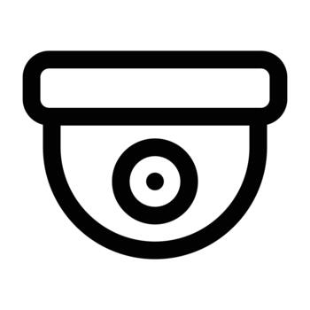 Minimal black CCTV illustration representing monitoring and security. Ideal for safety systems, smart technology visuals, and facility control themes. vector