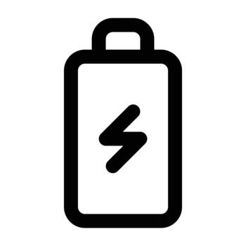 Minimal solid battery design with lightning mark. Ideal for energy themes, power indicators, and device interface graphics. vector