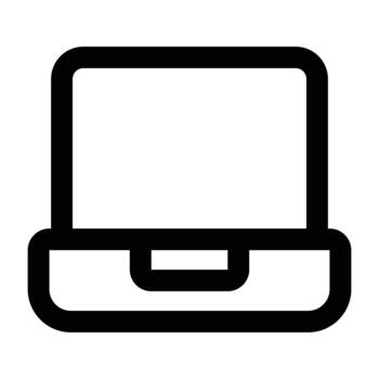 mínimo ordenador portátil línea Arte con limpiar carrera contornos y visible teclado. adecuado para tecnología ui, espacio de trabajo maquetas, y moderno informática ilustraciones. vector