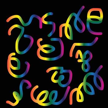 Colorful fluid abstract lines and shapes in rainbow gradient vector