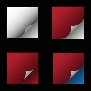 Gradient page curl graphic elements set with color variations vector