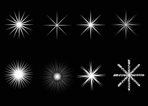Abstract white starburst light flare and sparkle effect elements. vector