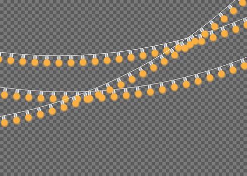 Glowing decorative string lights creating festive atmosphere vector