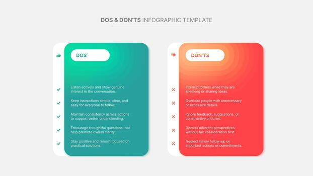 Dos and Don'ts, VS Versus Comparison Infographic Design Template vector