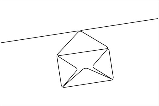 One line art paper envelope continuous single line art. Email message post letter send illustration design outline vector