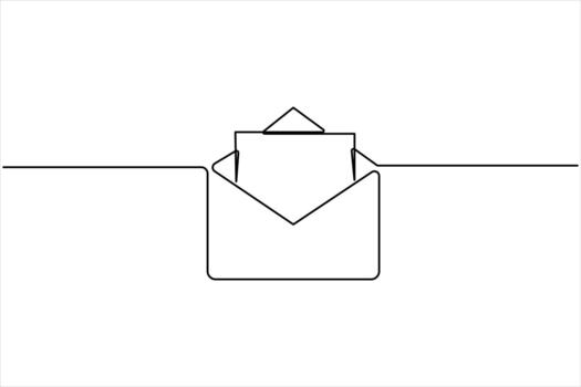 Single line art paper envelope continuous line art. one line Email message post letter send illustration design outline vector