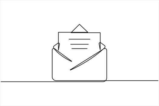 Single line art paper envelope continuous line art. Single line Email message post letter send illustration design vector
