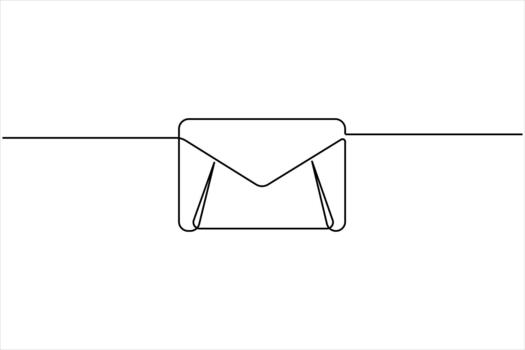 Single line art paper envelope continuous one line art vector
