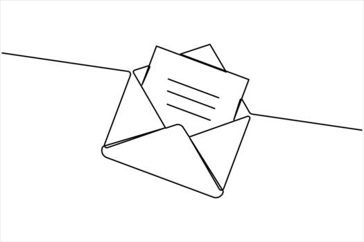 One line art paper envelope continuous one line art. Email message post letter send illustration design outline vector