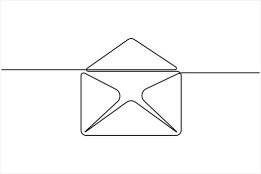 Single line art paper envelope continuous one line art. Email message post letter send illustration design outline vector