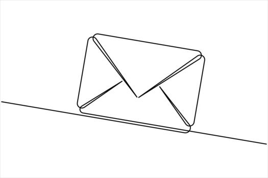 One line art paper envelope continuous line art vector