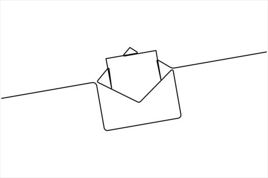 One line art paper envelope continuous line art. one line Email message post letter send illustration design vector