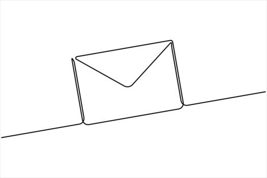 Single line art paper envelope continuous one line art. Email message post letter send illustration design vector