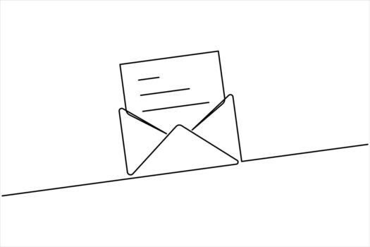 One line art paper envelope continuous single line art vector