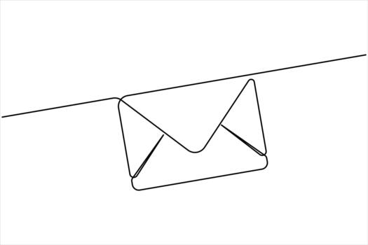 Single line art paper envelope continuous line art. Single line Email message post letter send illustration design outline vector