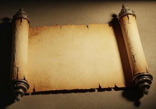 Antique scroll with decorative ends isolated on white background photo