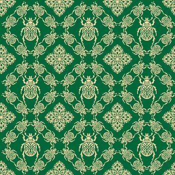 The pattern is drawn and connected from a Scarab beetle drawing. vector
