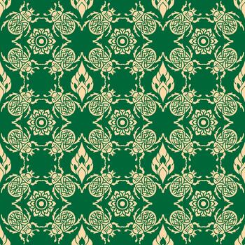 Thai fabric patterns and patterns drawn from Scarab beetles vector