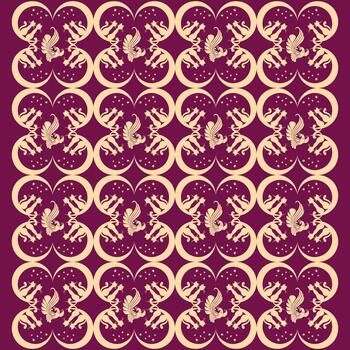 Fabric pattern mixed with birds and cats vector