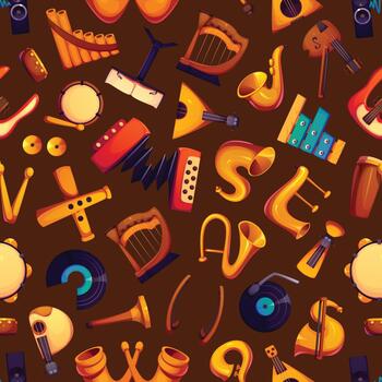Colorful pattern of musical instruments vector