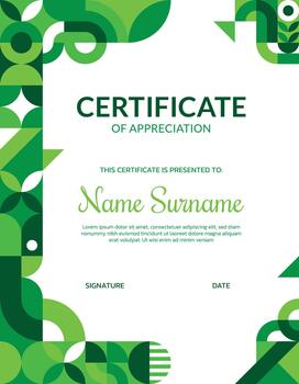 certificado de apreciación con Bauhaus modelo vector