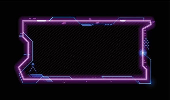 Neon game frame asset, HUD interface overlay vector