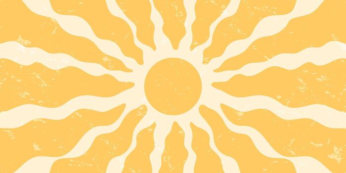 Groovy retro sun burst orange background with sunshine ray and burst sun. Yellow texture and grungy y2k style present. Horizontal format, creative abstract pattern for design or poster use. vector