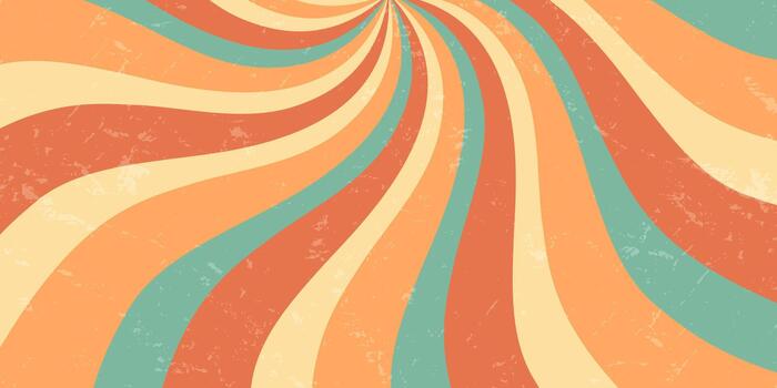 Retro groovy sun burst swirl pattern forms an orange burst with sunshine effect and a distinct y2k vibe. Grunge and grungy texture, with sun background elements in a bold horizontal layout perfect for vector
