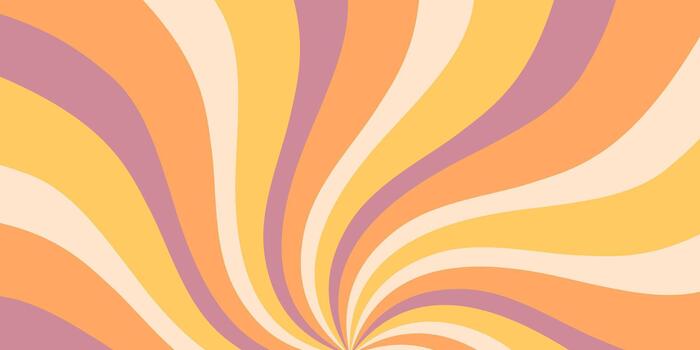 Groovy retro sun burst wave background with swirling orange and yellow sunshine shapes. Bold graphic style and y2k sun aesthetic create a vibrant horizontal abstract sun scene for creative projects. vector