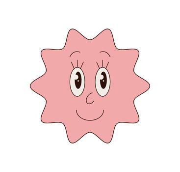 maravilloso y2k cara en linda dibujos animados gráfico estilo con contento rosado sonrisa y juguetón personaje. maravilloso elemento trae retro energía, ideal como un de moda pegatina para divertido diseño proyectos vector