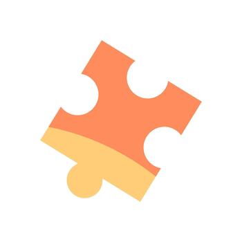 Flat jigsaw puzzle piece with simple silhouette. Fun puzzle element for table and boardgame concepts. Great for toy design, offering playful and engaging entertainment in a minimal graphic style. vector