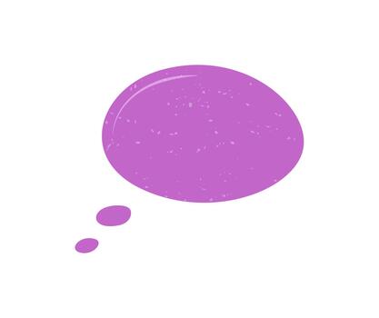 Fluid grunge speech bubble sticker in vivid purple with textured circle style. Abstract chat box element for message or talk icon, hand drawn effect adds creative accent. Perfect for modern vector