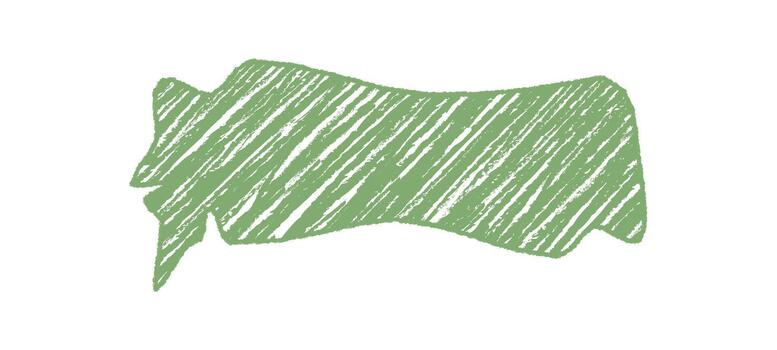 verde ondulado lápiz de color habla globo con diagonal bosquejo formas un juguetón bandera. orgánico charla burbuja como mensaje caja de texto, esta resumen gráfico es ideal para creativo, niño comunicación conceptos. vector