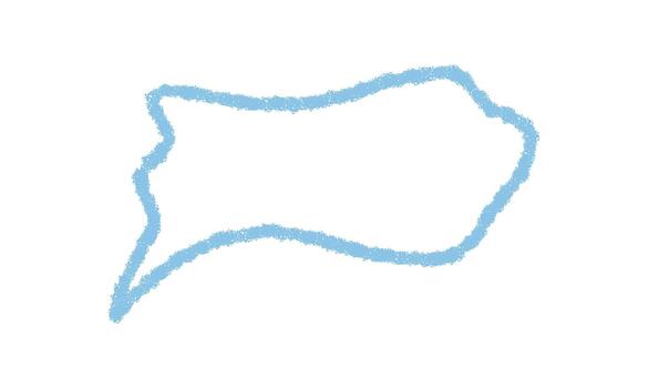 Blue crayon speech bubble with wavy outline style. Round balloon as conversation and quote message for chat or dialogue. Graphic element with playful look, perfect for communication and message vector