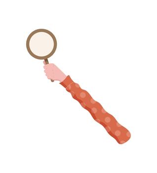 Cartoon hand holding blank circular sign. Isolated arm with empty circle template for communication and feedback. Ideal symbolic gesture for review and opinion sharing. Modern cartoon graphic style vector