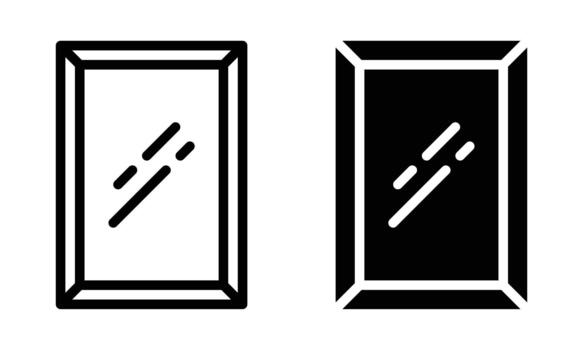 Rectangular Mirror Icon with Outline and Glyph Style vector