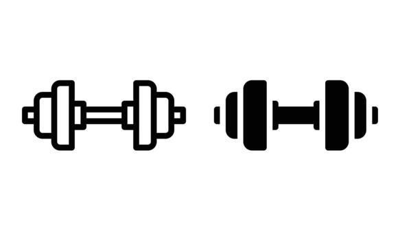 Dumbbell Icon with Outline and Glyph Style vector