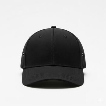 Blank Black Baseball Cap Front View on White Background Versatile Headwear Accessory for Custom Branding Casual Style photo
