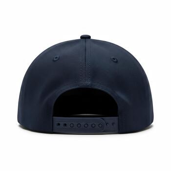 Navy Blue Snapback Baseball Cap Back View Blank Sports Hat for Branding Mockups and Custom Design photo