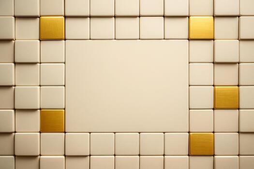 Decorative frame design using white and gold tiles with a blank center photo