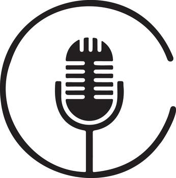 sencillo transparente micrófono icono dentro un circulo contorno vector