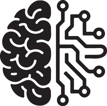 digital cerebro y circuito tablero fusión vector