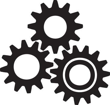 Tres enclavamiento transparente engranajes simbolizando mecánica y industria vector